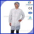 white disposable pp nonwoven lab coat with elastic cuff